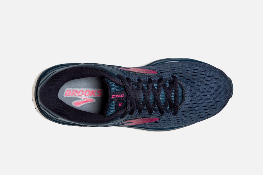 Brooks Running Shoes Womens Navy/Pink - Dyad 11 Road - 4398-NTYZO